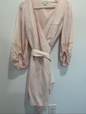 Club Monaco pale blush pink mini wrap dress